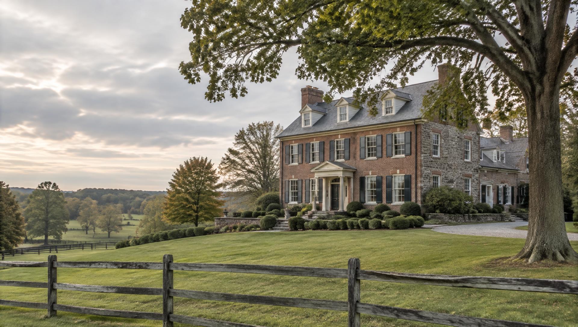 Brick and stone estate in Maryland horse country (representative image)